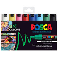 posca pc-8k paint markers chisel tip 8mm assorted pack 16