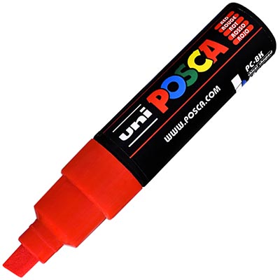 Image for POSCA PC-8K PAINT MARKER CHISEL BROAD 8MM RED from Challenge Office Supplies