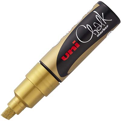 Image for UNI-BALL CHALK MARKER CHISEL TIP 8MM GOLD from That Office Place PICTON