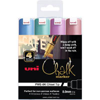 uni-ball chalk marker chisel tip 8mm assorted metallic pack 4