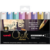 uni-ball chalk marker chisel tip 8mm assorted metallic pack 8