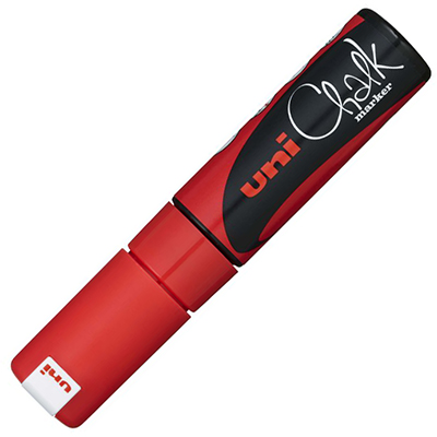 Image for UNI-BALL CHALK MARKER CHISEL TIP 8MM RED from Mitronics Corporation