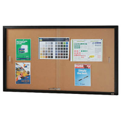 Image for VISIONCHART BE NOTICED NOTICE CASE 2 SLIDING DOOR 1525 X 915MM BLACK FRAME CORK BACKING from Memo Office and Art