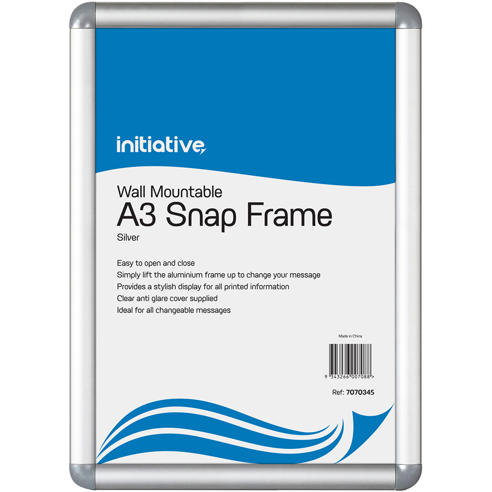 Image for INITIATIVE SNAP FRAME WALL MOUNTABLE A3 SILVER from Challenge Office Supplies