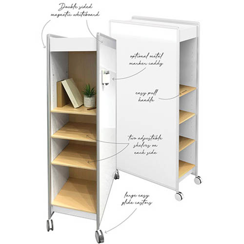 Image for VISIONCHART EDUCATION HUDDLE DOUBLE SIDED MOBILE MAGNETIC WHITEBOARD 840 X 374 X 1800MM WHITE from York Stationers