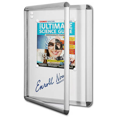 Image for VISIONCHART NEO WHITEBOARD NOTICE CASE HINGED DOOR 1 LOCK 600 X 400MM from Australian Stationery Supplies