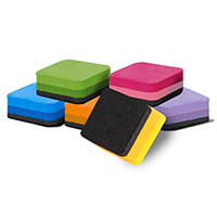 visionchart whiteboard erasers 50 x 50mm assorted colours pack 12