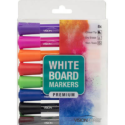 Image for VISIONCHART WHITEBOARD MARKER CHISEL ASSORTED PACK 8 from That Office Place PICTON