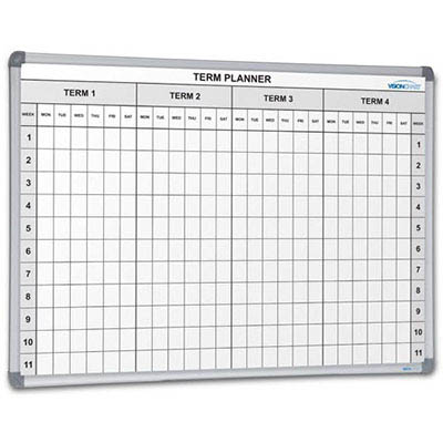 Image for VISIONCHART MAGNETIC WHITEBOARD SCHOOL PLANNER 4 TERM 1200 X 900MM from York Stationers