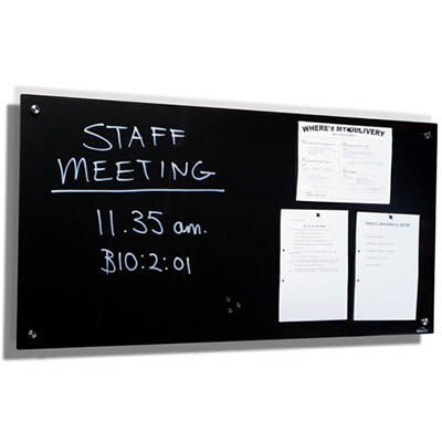 Image for VISIONCHART LUMIERE MAGNETIC GLASSBOARD WITH PEN TRAY 1200 X 600MM BLACK from Challenge Office Supplies