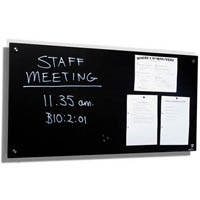 visionchart lumiere magnetic glassboard with pen tray 1800 x 1200mm black