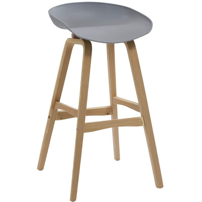 RAPIDLINE VIRGO BARSTOOL OAK COLOURED TIMBER FRAME WITH POLYPROPYLENE SHELL SEAT GREY |  | 7090803