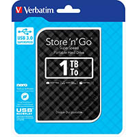verbatim store-n-go grid design usb 3.0 portable hard drive 1tb black