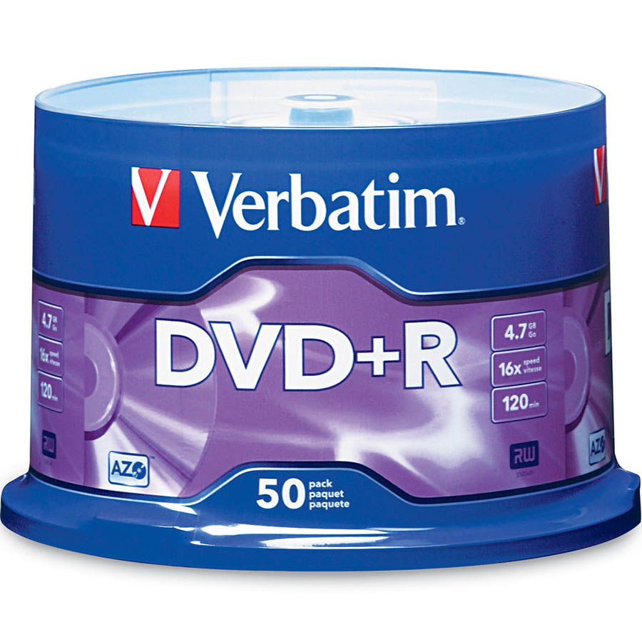 Image for VERBATIM DVD+R 4.7GB 16X SPINDLE SILVER PACK 50 from Prime Office Supplies