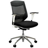 vogue task chair medium mesh back arms black seat white frame aluminium base