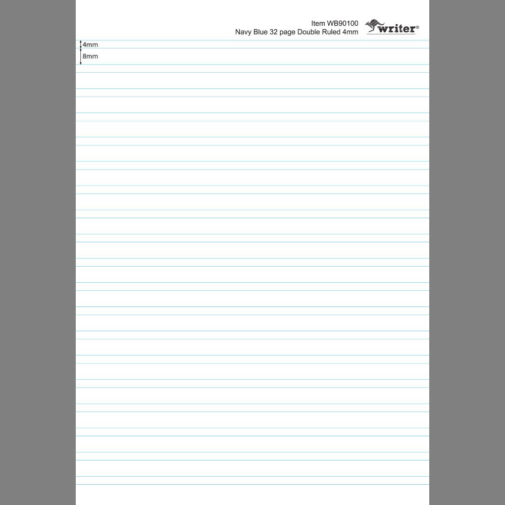 WRITER STUDENT NOTEBOOK 4MM DOUBLE RULED/GUIDE 32 PAGE 250 X 175MM NAVY BLUE |  | 7032716