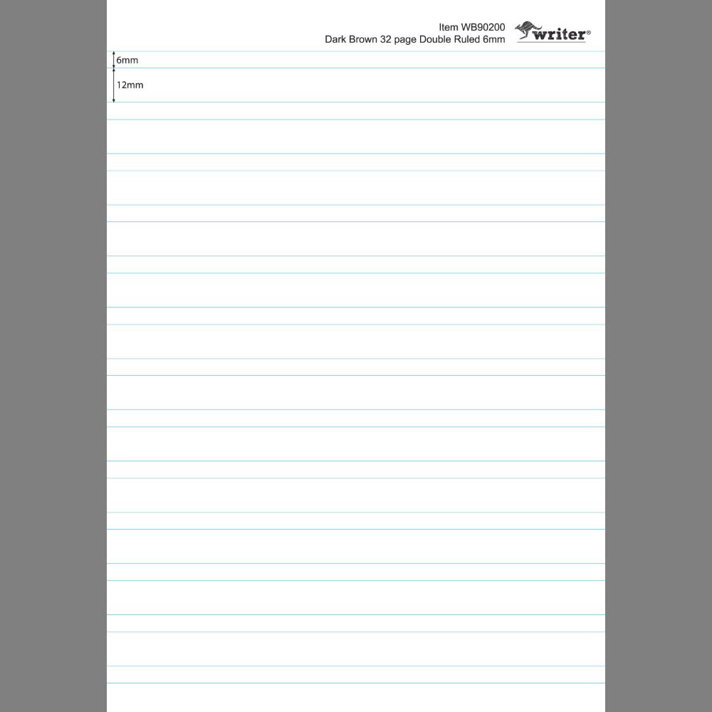 WRITER STUDENT NOTEBOOK 6MM DOUBLE RULED/GUIDE 32 PAGE 250 X 175MM DARK BROWN |  | 7032717