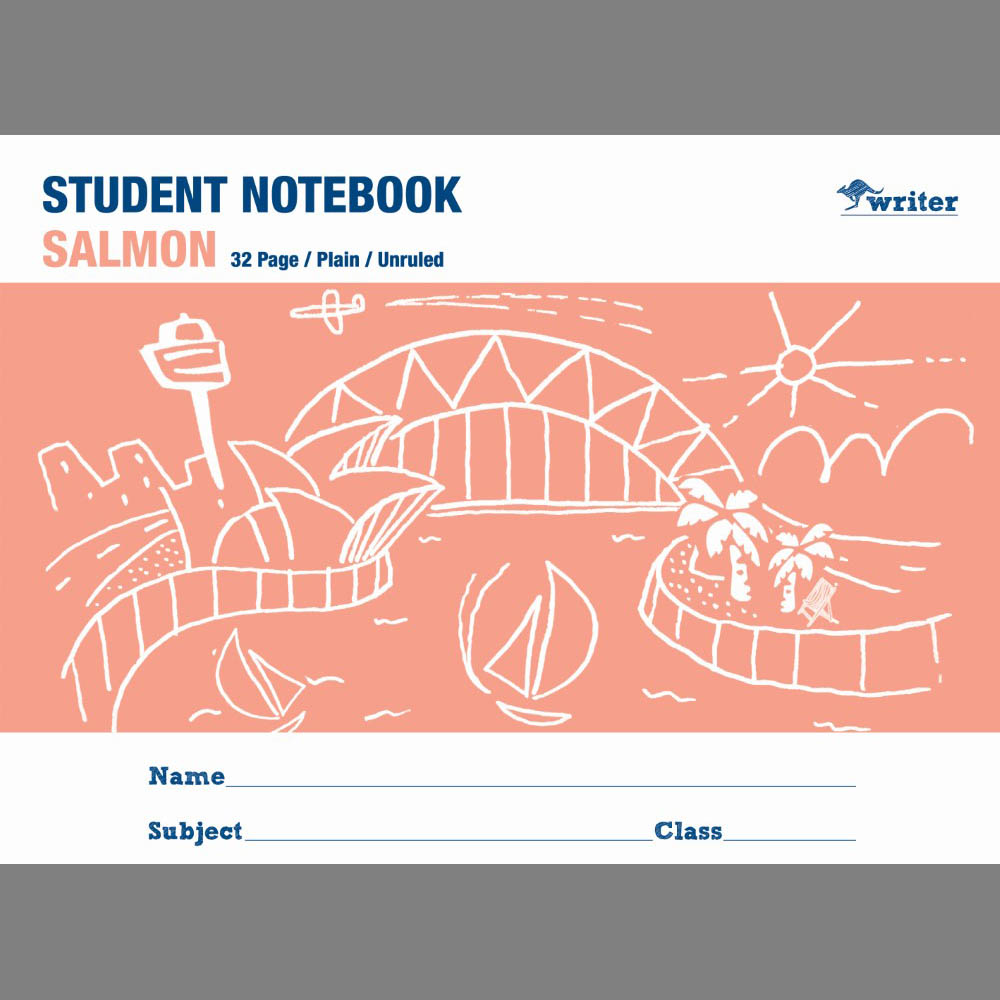 WRITER STUDENT NOTEBOOK PLAIN 32 PAGE 250 X 175MM SALMON |  | 7032718