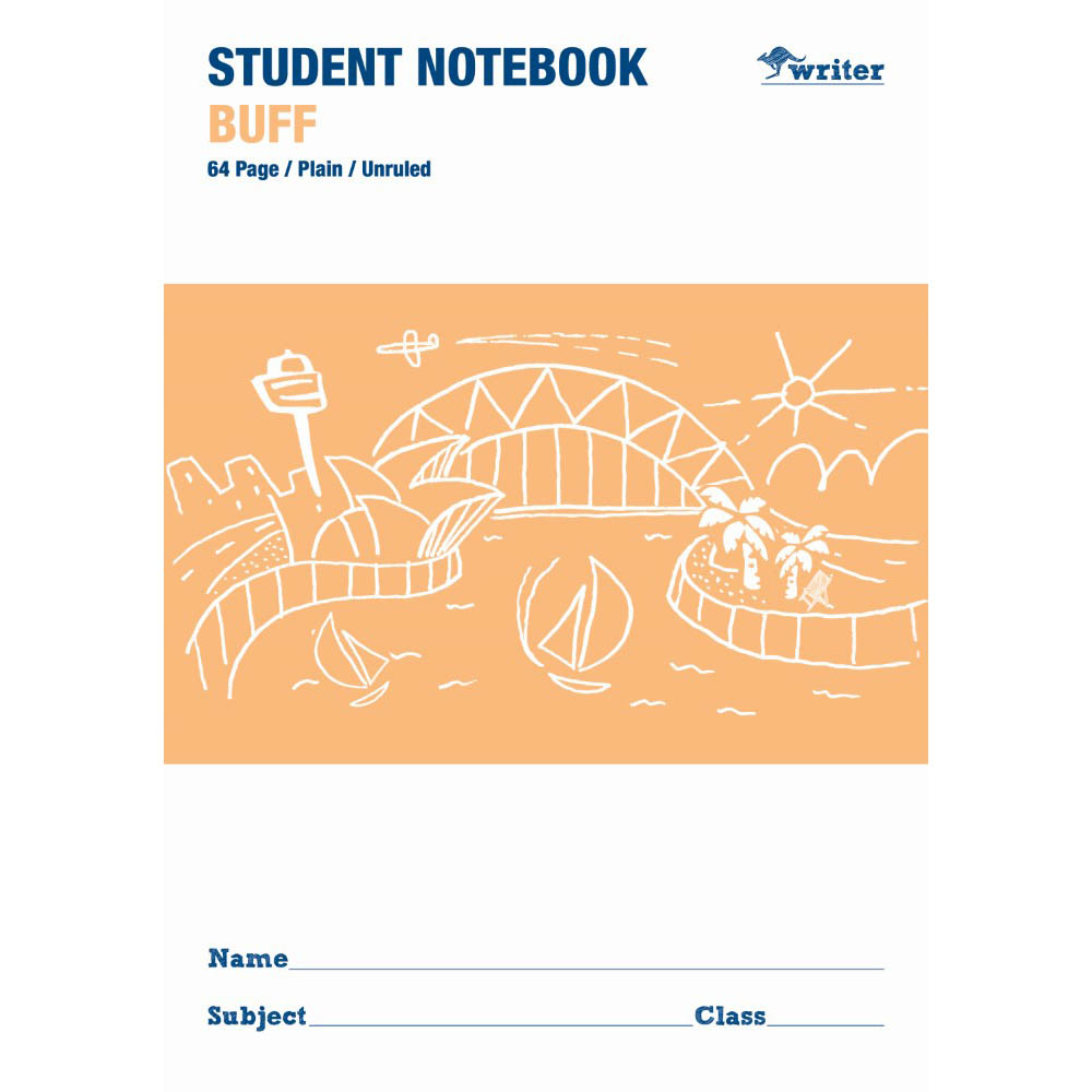 WRITER STUDENT NOTEBOOK PLAIN 64 PAGE 250 X 175MM BUFF |  | 7032726