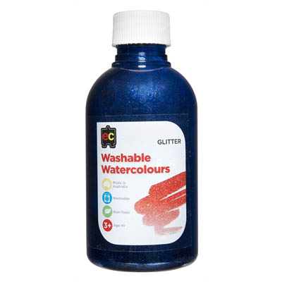 Image for EDUCATIONAL COLOURS WASHABLE WATERCOLOUR GLITTER PAINT 250ML BLUE from Olympia Office Products