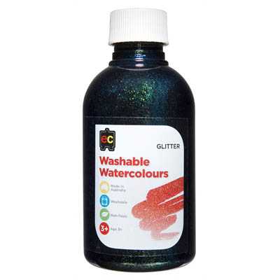 Image for EDUCATIONAL COLOURS WASHABLE WATERCOLOUR GLITTER PAINT 250ML BLACK from York Stationers