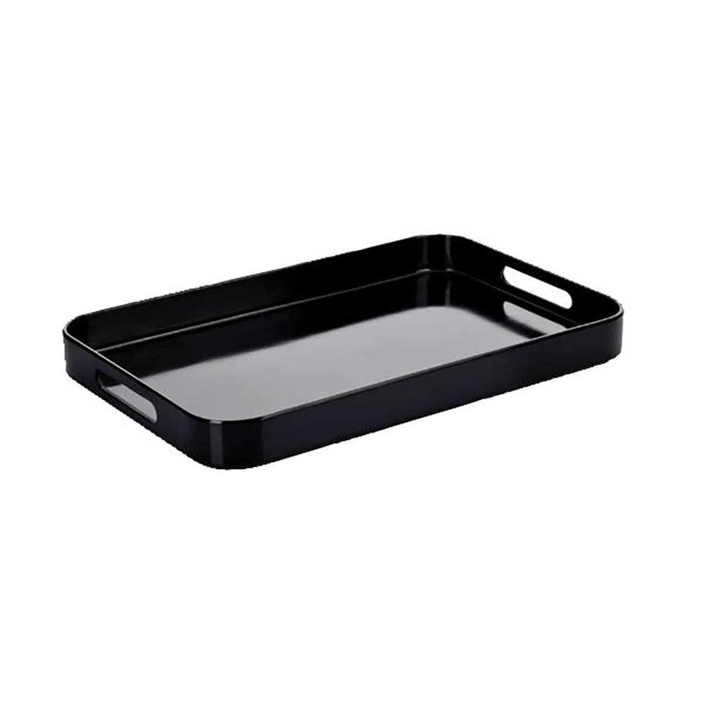 Image for CONNOISSEUR MELAMINE TRAY WITH SIDE HANDLES LARGE BLACK from Mitronics Corporation