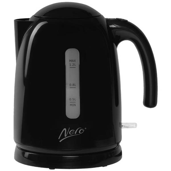 Image for NERO STUDIO KETTLE STAINLESS STEEL 1.2 LITRE GLOSS BLACK from Clipboard Stationers & Art Supplies