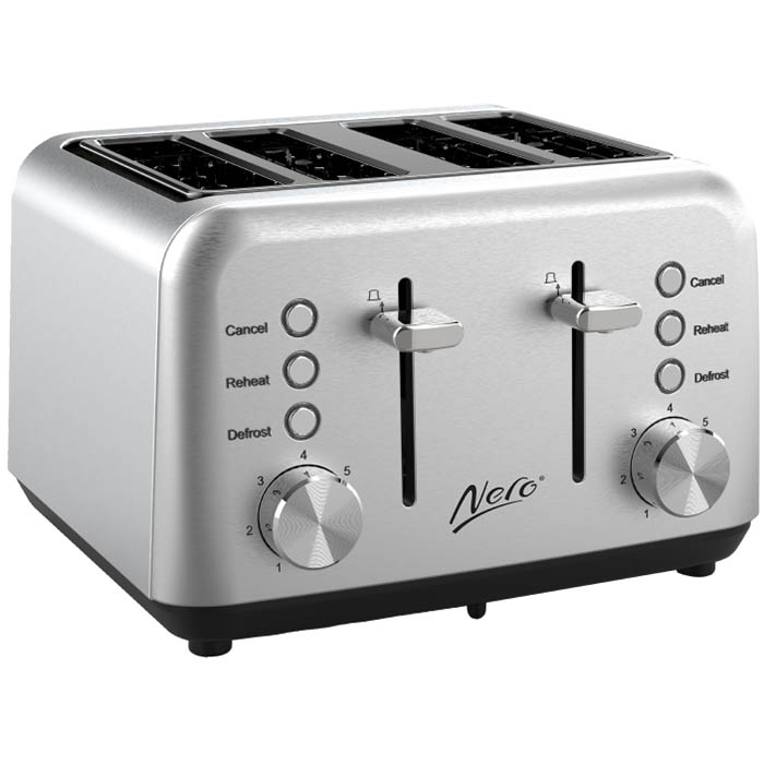Image for NERO CLASSIC STYLE TOASTER 4 SLICE STAINLESS STEEL from York Stationers