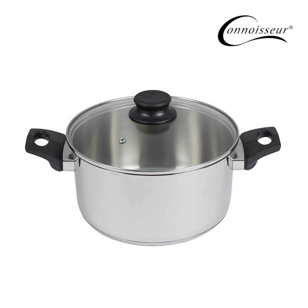 Image for CONNOISSEUR STAINLESS STEEL STOCKPOT WITH GLASS LID 240MM SILVER from That Office Place PICTON
