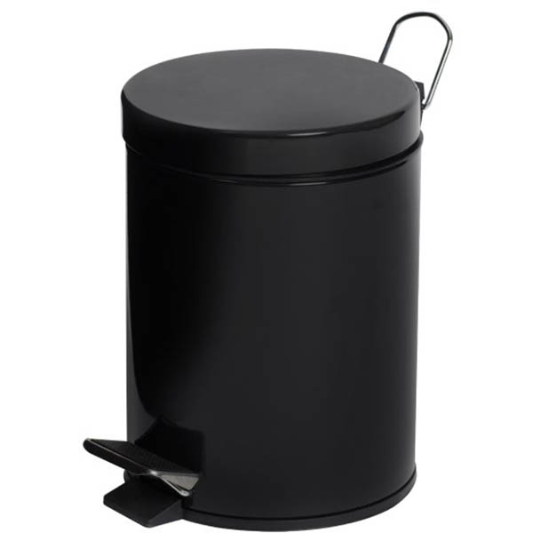 Image for COMPASS PEDAL BIN ROUND POWDER COATED 5 LITRE BLACK from York Stationers
