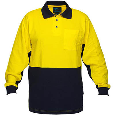 Image for PRIME MOVER MD619 HI-VIS COTTON PIQUE POLO SHIRT LONG SLEEVE 2-TONE from BusinessWorld Computer & Stationery Warehouse