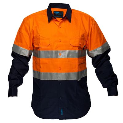 Image for PRIME MOVER MA101 COTTON DRILL SHIRT 2-TONE LONG SLEEVE REFLECTIVE TAPE from ONET B2C Store