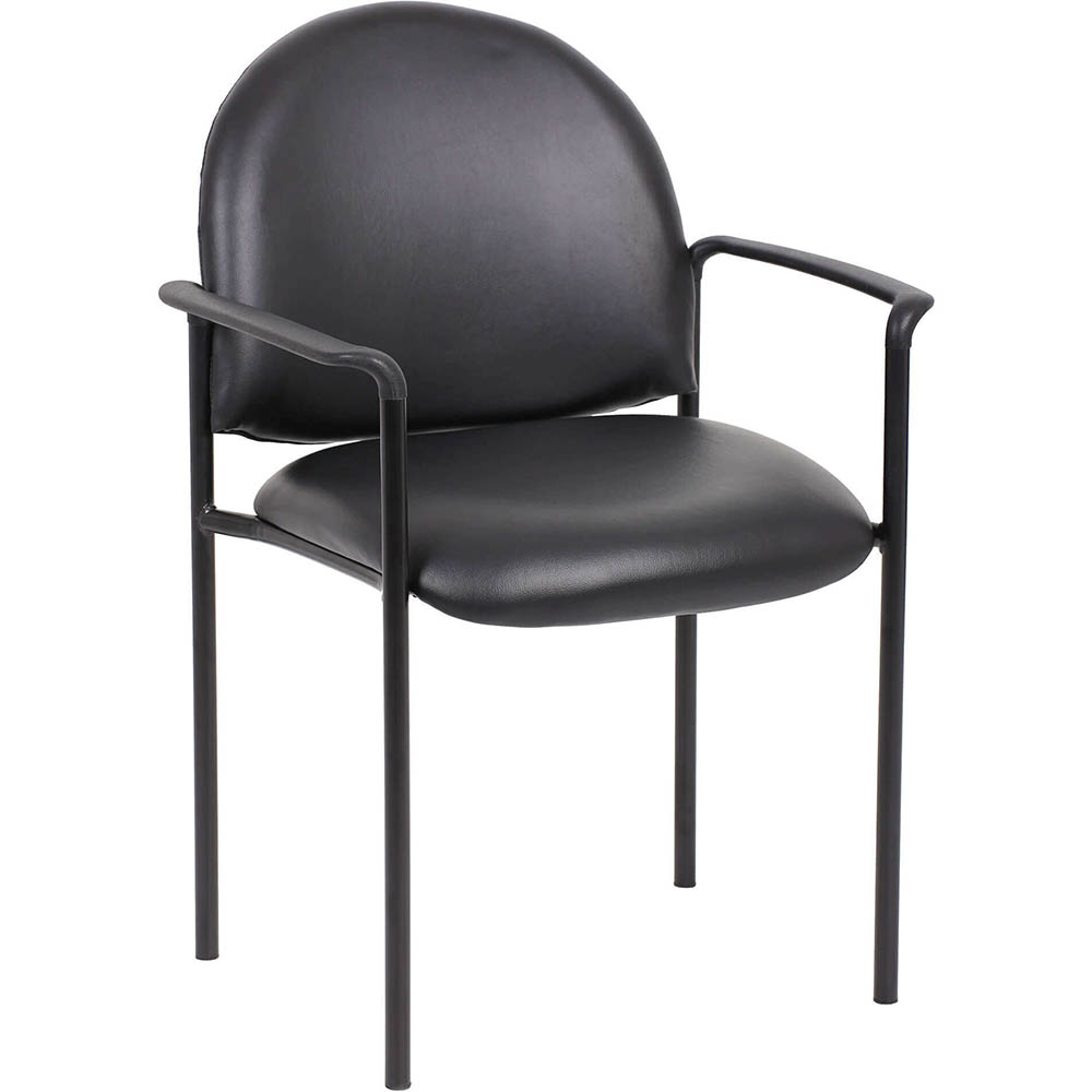 Image for YS DESIGN STACKING VISITORS CHAIR MEDIUM BACK ARMS PU BLACK from Memo Office and Art