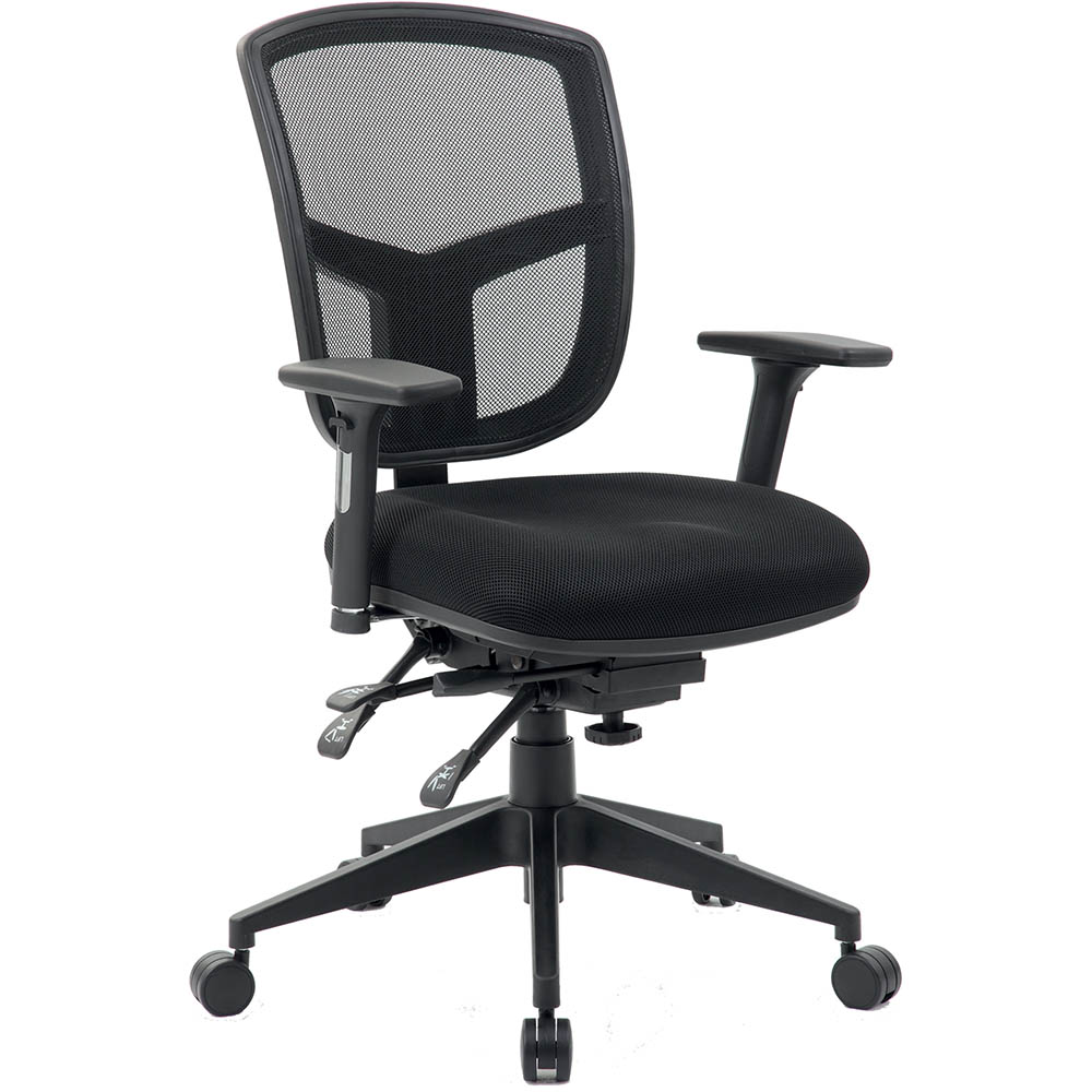 Image for MIAMI TASK CHAIR MEDIUM MESH BACK ARMS BLACK from BusinessWorld Computer & Stationery Warehouse