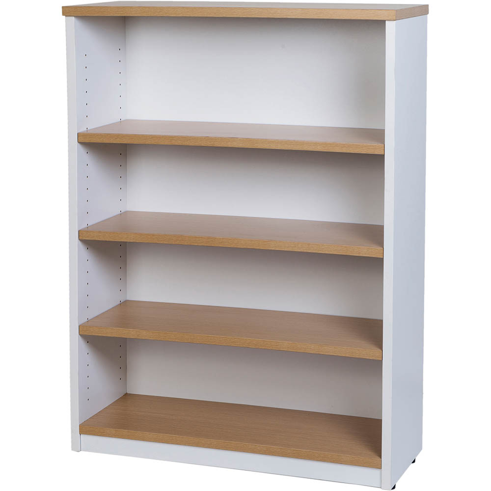 Image for OXLEY BOOKCASE 4 SHELF 900 X 315 X 1200MM OAK/WHITE from Office Heaven