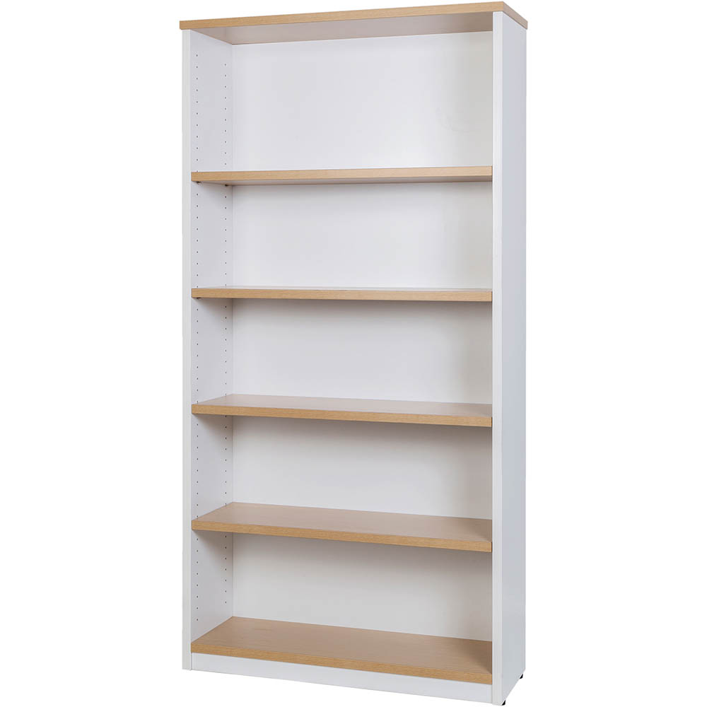 Image for OXLEY BOOKCASE 5 SHELF 900 X 315 X 1800MM OAK/WHITE from Australian Stationery Supplies