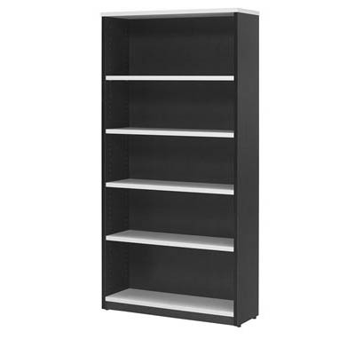 Image for OXLEY BOOKCASE 5 SHELF 900 X 315 X 1800MM WHITE/IRONSTONE from Australian Stationery Supplies