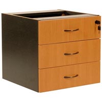 oxley fixed desk pedestal 3-drawer lockable 450 x 476 x 470mm beech/ironstone