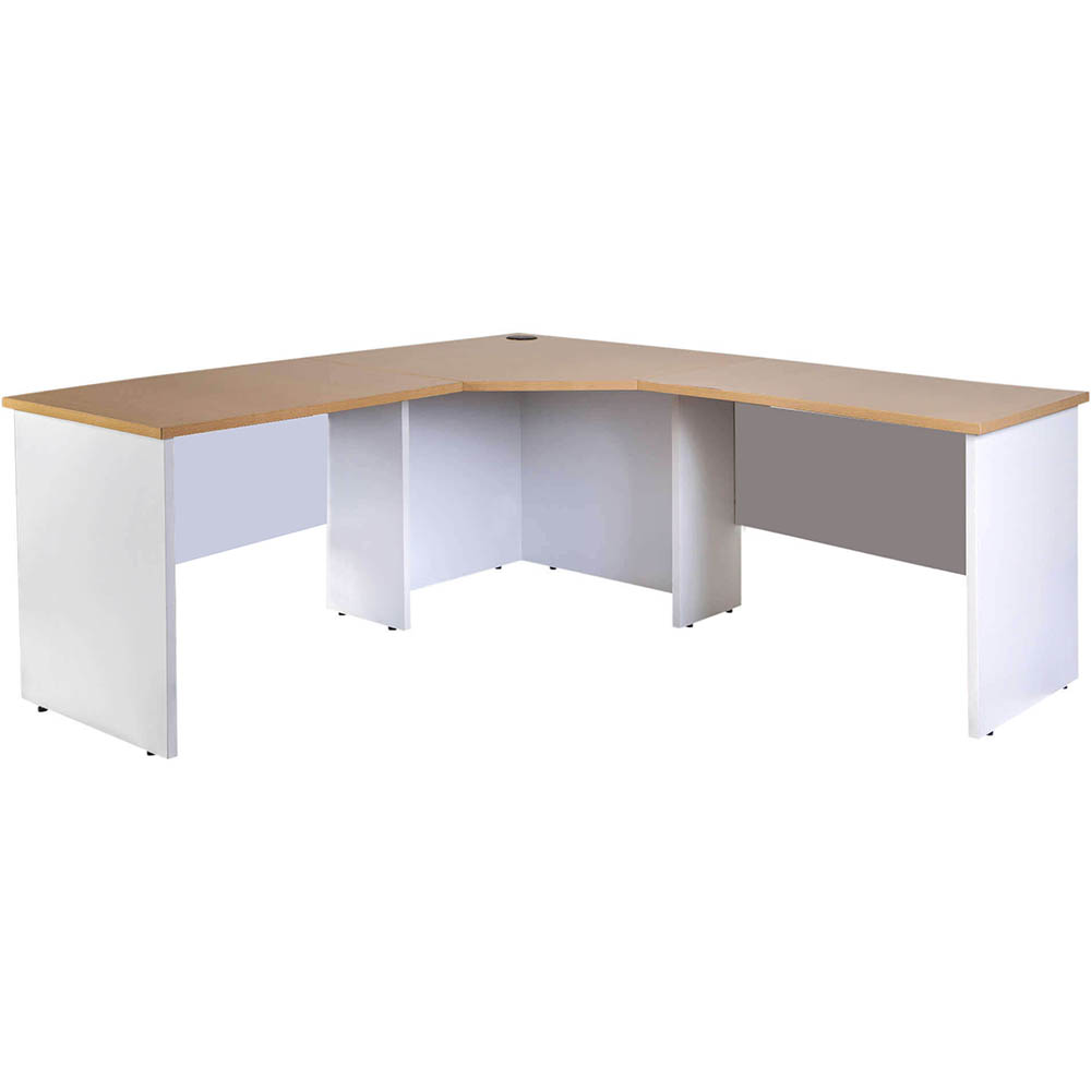 Image for OXLEY CORNER WORKSTATION COMPLETE 1800 X 1800 X 600 X 730MM OAK/WHITE from Mercury Business Supplies