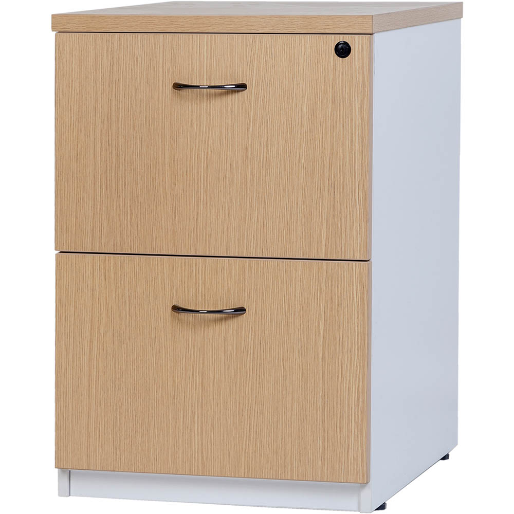 Image for OXLEY FILING CABINET 2 DRAWER 476 X 550 X 715MM OAK/WHITE from Mitronics Corporation