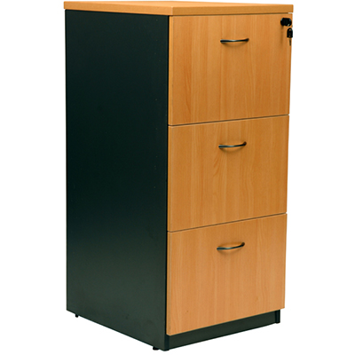 Image for OXLEY FILING CABINET 3 DRAWER 476 X 550 X 1029MM BEECH/IRONSTONE from Challenge Office Supplies