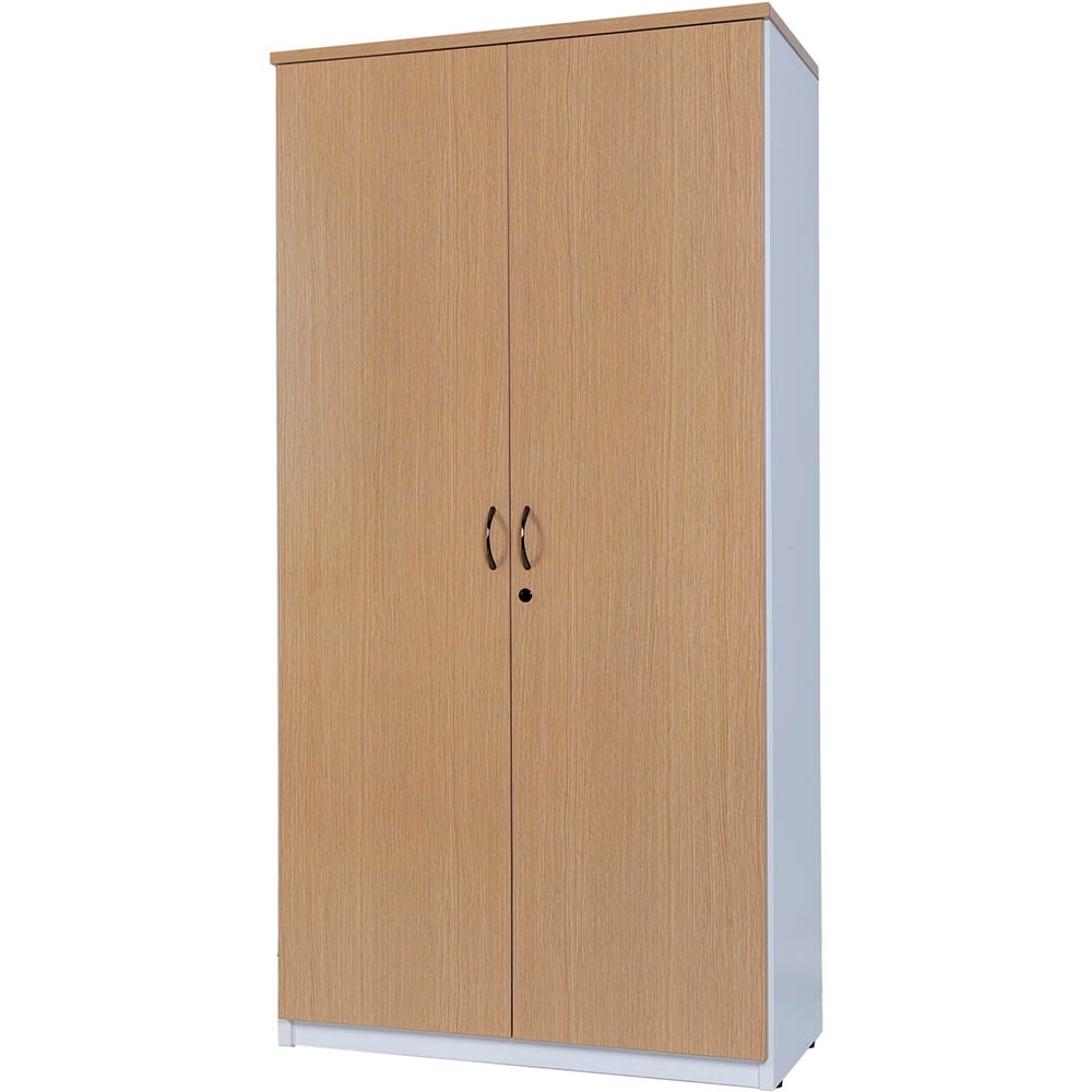 Image for OXLEY FULL DOOR STORAGE CUPBOARD 900 X 450 X 1800MM OAK/WHITE from Clipboard Stationers & Art Supplies