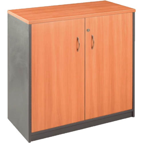 Image for OXLEY STATIONERY CUPBOARD 900 X 900 X 450MM BEECH/IRONSTONE from That Office Place PICTON