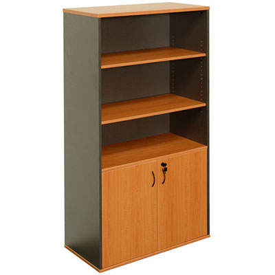 Image for OXLEY HALF DOOR STATIONERY CUPBOARD 900 X 450 X 1800MM BEECH/IRONSTONE from ONET B2C Store