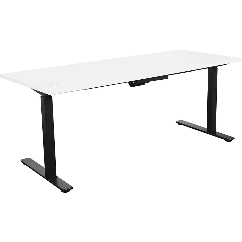 Image for SUMMIT ELECTRIC SIT TO STAND STRAIGHT DESK 1500 X 750MM WHITE/BLACK from That Office Place PICTON