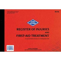 zions register of injuries and first aid treatment book 50 page 210 x 300mm