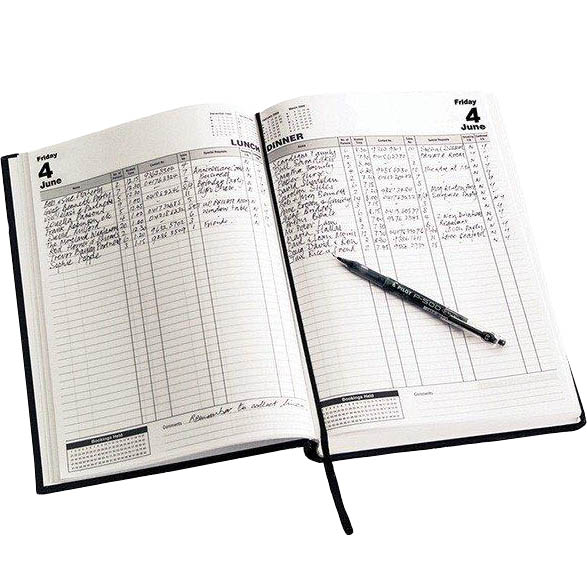 ZIONS 2025 TABLE BOOKINGS DIARY 2-PAGE PER DAY 300 X 210MM BLUE |  | 7004333