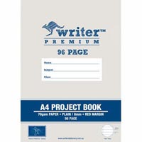 writer premium project book 8mm plain/ruled 70gsm 96 page a4 banana