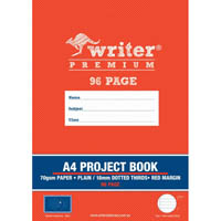 writer premium project book 18mm plain/dotted thirds 70gsm 96 page a4 moon