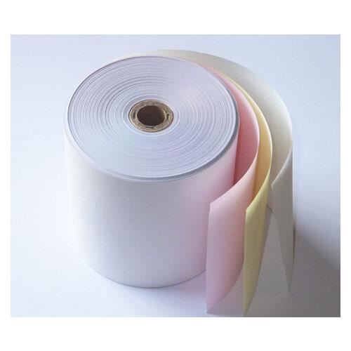 Image for MULTI PLY ROLLS 76MM X 76MM X 12MM 3 PLY CARBONLESS WHITE / PINK / YELLOW BOX 50 from Buzz Solutions